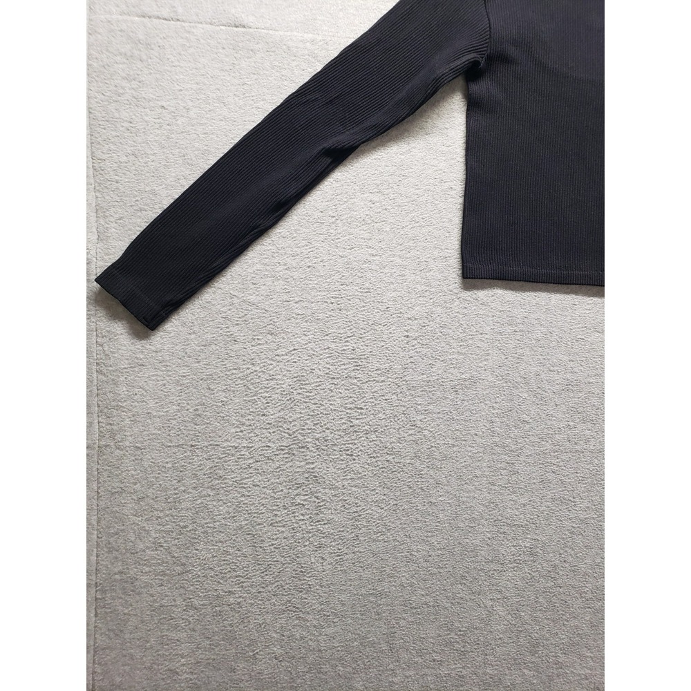 Zara Women Cropped Top XS Black Scoop Neck Long Sleeve Pullover Slim Logo Casual - Picture 11 of 16